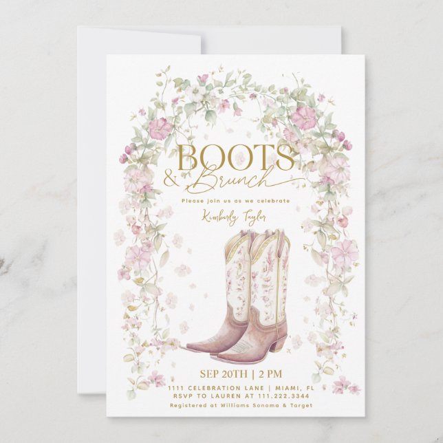 Invitation Boots & Brunch Fleur sauvage Arch Fête des mariées (Devant)