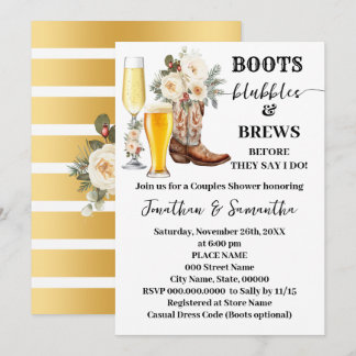 Invitation Boots Bubbles & Brews Winter Bridal Shower