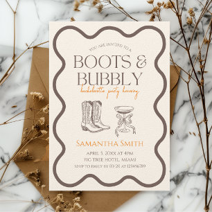 Invitation Boots & Bubbly Bachelorette Party main tiré