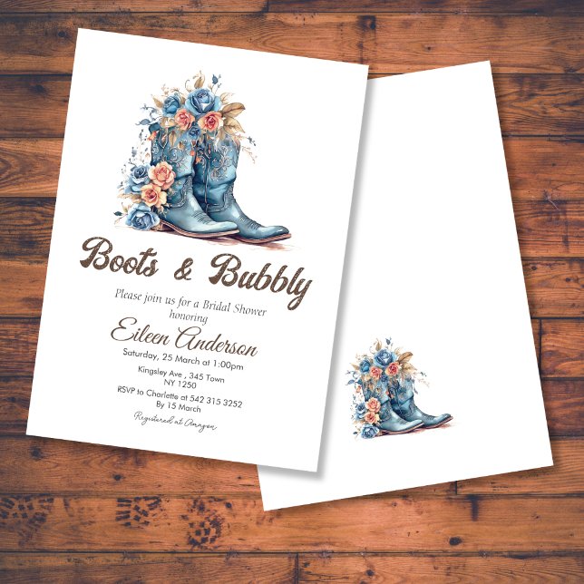 Invitation Boots & Bubbly Cowgirl Blue Boots Fête des mariées (Boots & Bubbly Cowgirl Blue Boots Bridal Shower Invite)