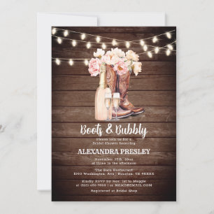 Invitation Boots & Bubbly Rustic Cowgirl FÊTE DES MARIÉES flo