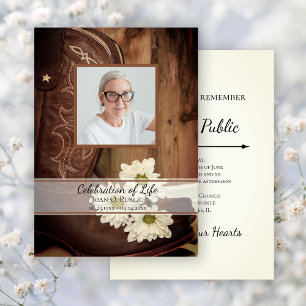 Invitation Boots de cowboy Daisies Célébration de la vie à l'