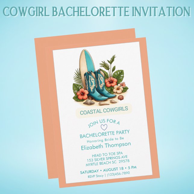 Invitation Boots de filles de la côte Bachelorette (Créateur téléchargé)