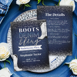 Invitation Boots Denim Bling Diamonds Chic Bachelorette Party
