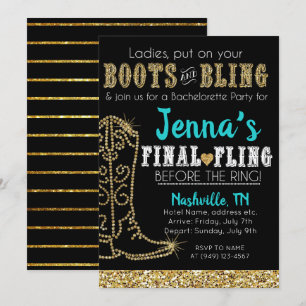 Invitation Boots et Bling Country Western Nashville Party