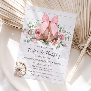 Invitation Boots et Bubbly Pink Bow Cowgirl Fête des mariées