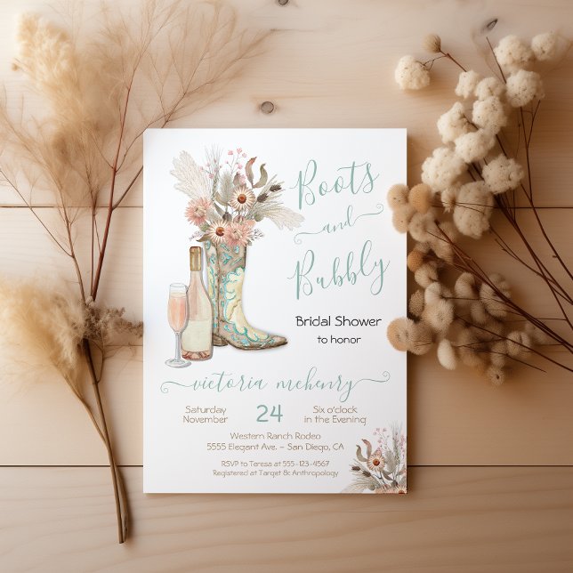 Invitation Boots et Bubbly Western Cowgirl Fête des mariées (Créateur téléchargé)