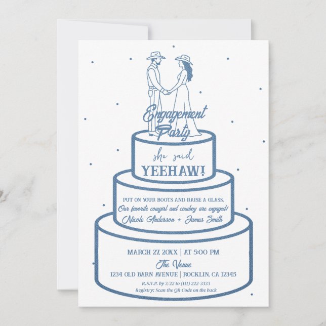 Invitation Boots Love & Buttercream Denim Fiançailles occiden (Devant)