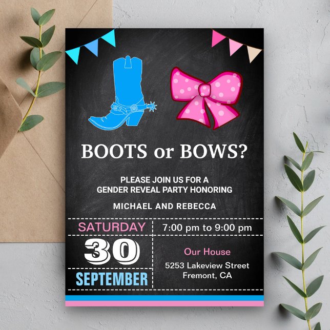 Invitation Boots or Bows Gender Revevela Party (Créateur téléchargé)