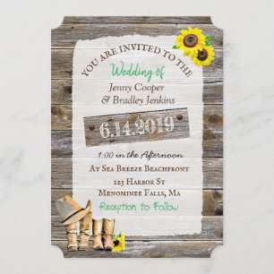 Invitation Boots rustiques de Cowboy et Mariage Casquette de 
