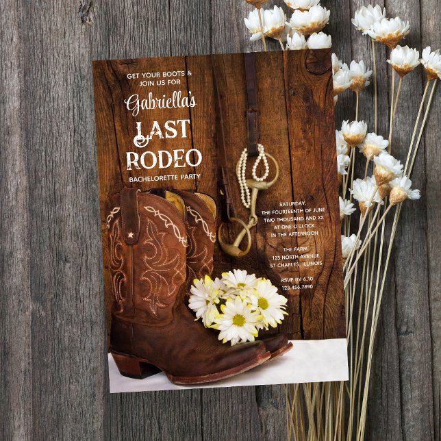 Invitation Boots White Daisies Dernier Rodéo Bachelorette Par (Créateur téléchargé)