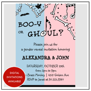 Invitation Booy ou ghoul Révélation du sexe d'Halloween effra