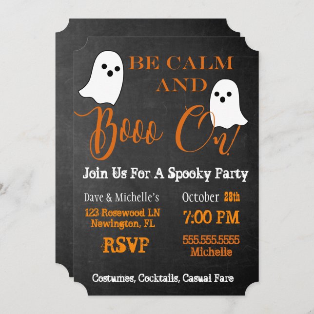 Invitation Booze And Boos Halloween Boo Sur Cocktail Party (Devant / Derrière)