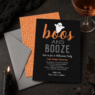 Invitation Booze Black Orange Adulte Halloween Party