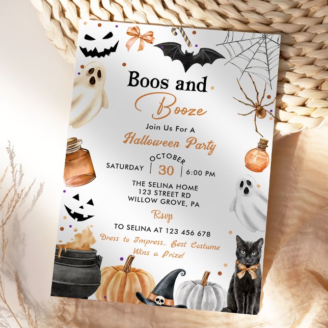 Invitation Booze & Booze Citrouille de la fête d'Halloween (Créateur téléchargé)