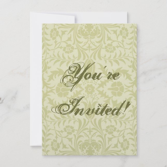 Invitation Borage Vert Doux Mariage William Morris (Devant)
