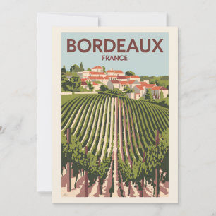Invitation Bordeaux France Vignoble Voyage Art Rétro