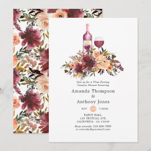 Invitation Bordo Peach Vin Dégustation Couples Douche