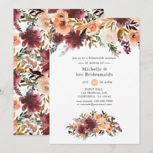 Invitation Bordo Peach Watercolor Bridesservantes Déjeuner