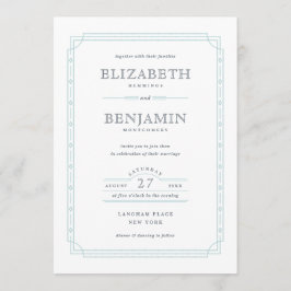 Invitation Bordure Art déco moderne Mariage blanc