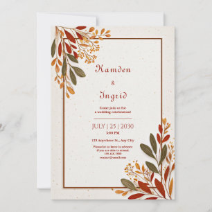 Invitation Bordure Automnale Rustique en Terre Cuite de Branc