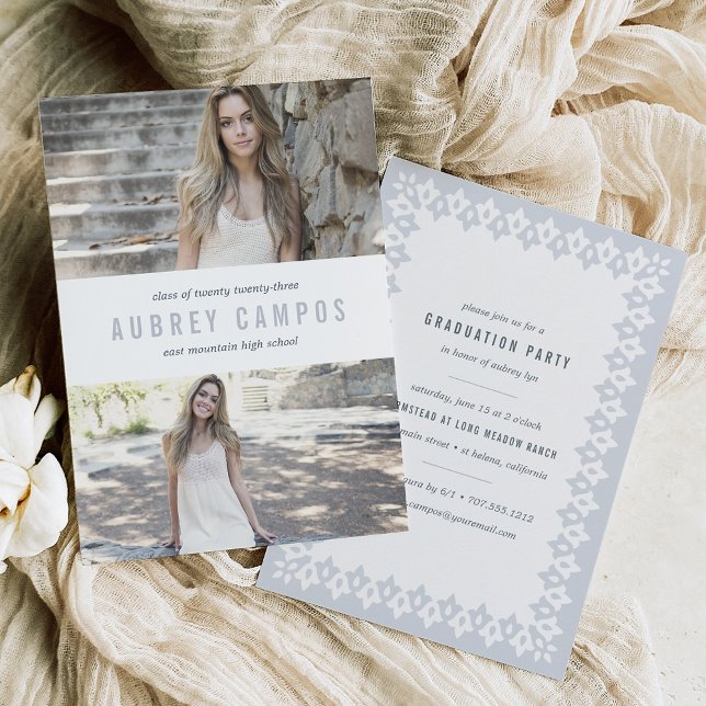 Invitation Bordure chic | Photo Graduation Party (Créateur téléchargé)