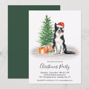 Invitation Bordure Collie Jolie fête de Noël Amoureux des chi