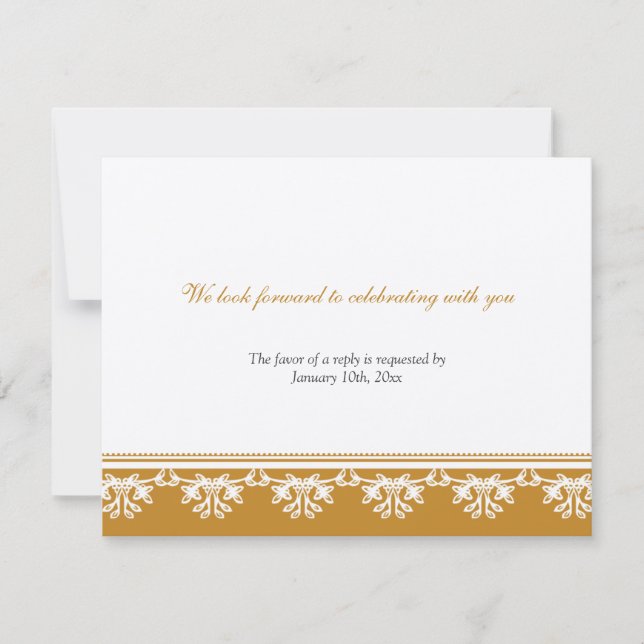 Invitation Bordure de filigrane marron écru pour réponse de m (Devant)