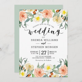 Invitation Bordure de fleurs couleur pastel