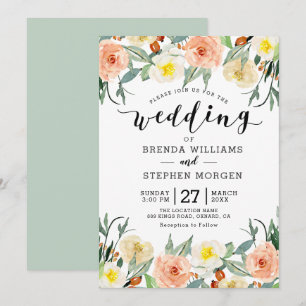Invitation Bordure de fleurs couleur pastel