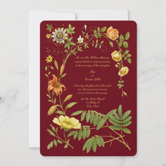 Invitation Bordure de fleurs sauvages colorées (Devant)