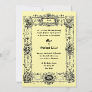 Invitation Bordure de mariage ornée de l'ère victorienne vint