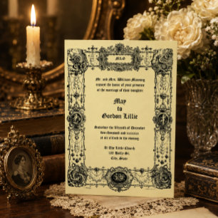 Invitation Bordure de mariage ornée de l'ère victorienne vint