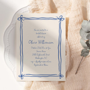 Invitation Bordure de nœud bleu pour mariage Cornflower