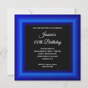 Invitation Bordure de photo bleu royal noir Anniversaire tout