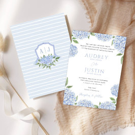 Invitation Bordure d'Hydrangée Bleue, Mariage Cimier Personna