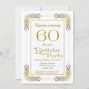 Invitation Bordure d'or décorative 60e anniversaire