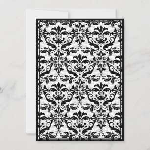 Invitation Bordure en damas avec double cadre (noir et blanc)