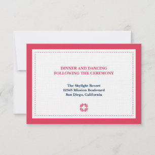 Invitation Bordure en pointillés de la marine rouge pour la r