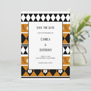 Invitation Bordure Fleur Diamant Boho Motif Floral