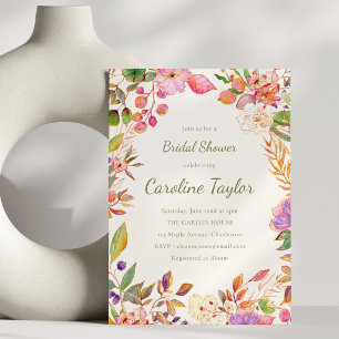 Invitation Bordure florale botanique Mariage rose vert
