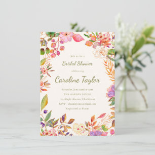 Invitation Bordure florale botanique Mariage rose vert