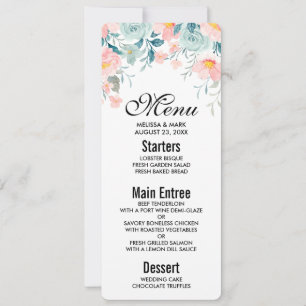 Invitation Bordure florale rose et verte