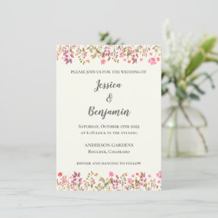 Invitation Bordure Florale Simple Rose Jardin Botanique Maria