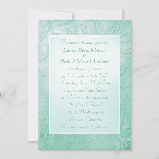 Invitation Bordure florale verte de la Mint (Devant)