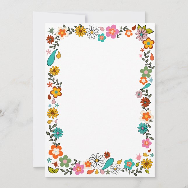 Invitation Bordure inspirée de Flower Power 70 (Devant)