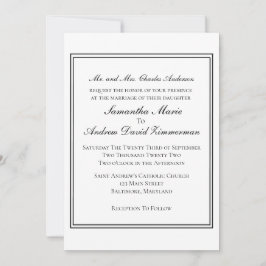 Invitation Bordure noire blanche Classique Formel Mariage élé