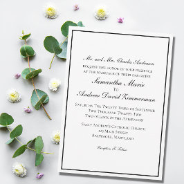 Invitation Bordure noire blanche Classique Formel Mariage élé