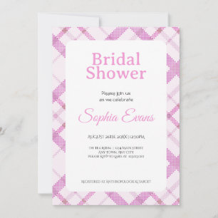 Invitation Bordure Plaid Passez Rose Fête des mariées blanche