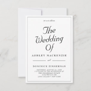 Invitation Bordure simple rustique tout en un Mariage